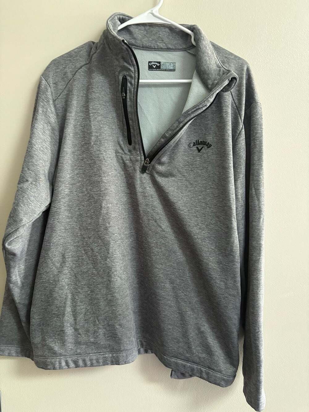 Callaway Golf Heather Gray Quarter-Zip Pullover with Zippered Chest Pocket, Men'